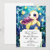 Betoverd Onder het Zee Turtle Baby shower Kaart (Voorkant / Achterkant)