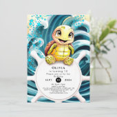 Betoverd Onder het Zee Turtle Verjaardag Kaart (Staand voorkant)