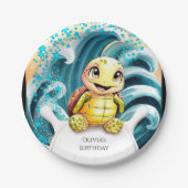 Betoverd Onder het Zee Turtle Verjaardag Papieren Bordje (Voorkant)