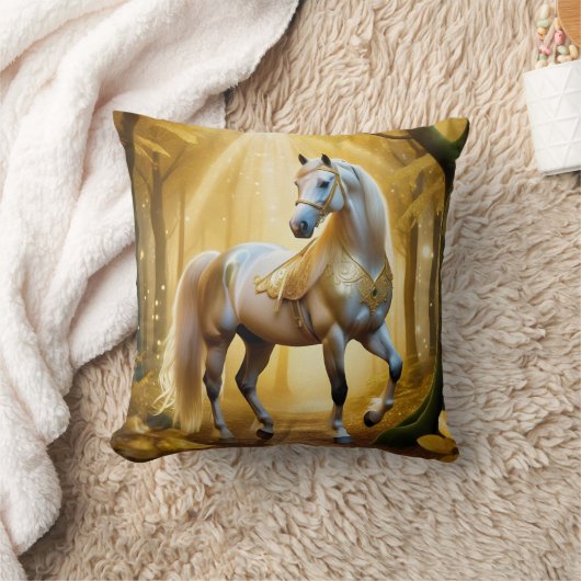 Betoverd paard in het gouden bos kussen (Deken)