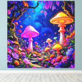 Betoverd paddenstoelenbos canvas afdruk (Insitu (Houten vloer))