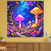 Betoverd paddenstoelenbos canvas afdruk (Insitu (Woonkamer))