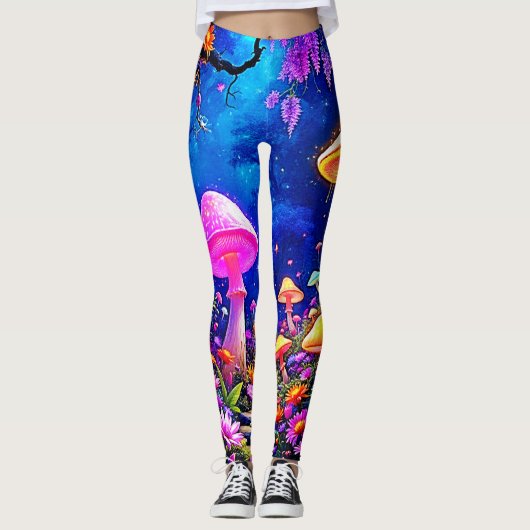Betoverd paddenstoelenbos leggings (Voorkant)