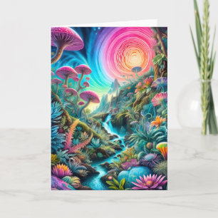 Betoverd psychedelisch droomlandschap bedankkaart
