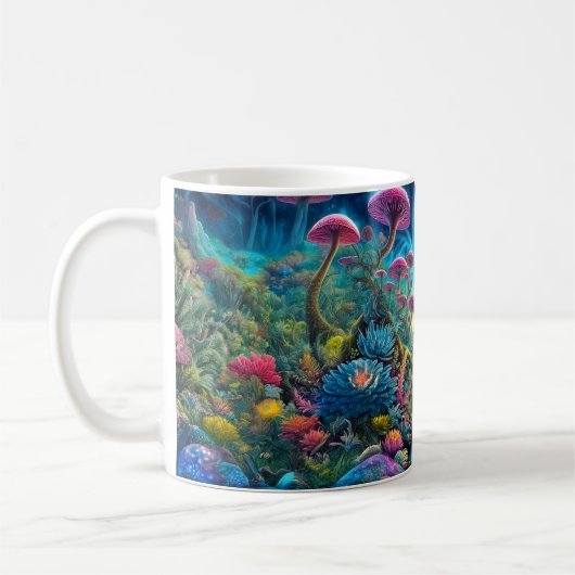 Betoverd psychedelisch droomlandschap koffiemok (Links)