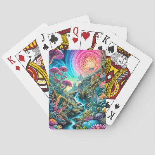Betoverd psychedelisch droomlandschap pokerkaarten (Achterkant)