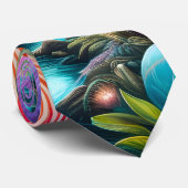 Betoverd psychedelisch droomlandschap stropdas (Opgerold)