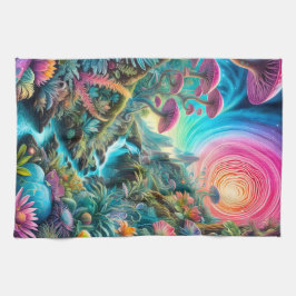 Betoverd psychedelisch droomlandschap theedoek