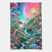 Betoverd psychedelisch droomlandschap theedoek (Verticaal)