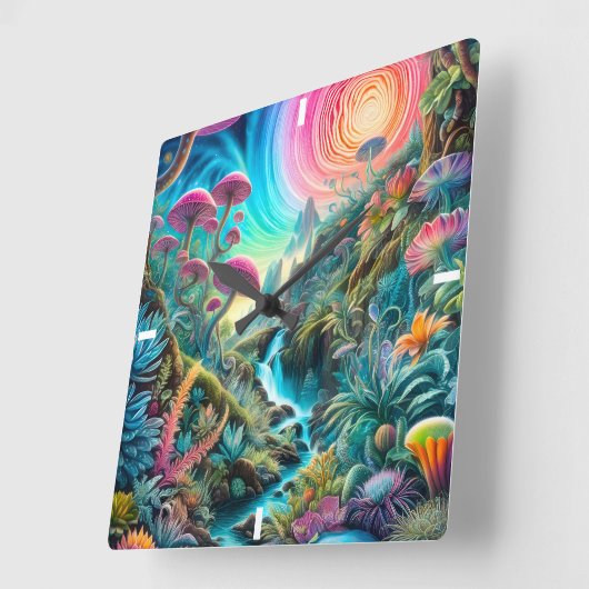 Betoverd Psychedelisch Droomlandschap Vierkante Klok (Hoek)