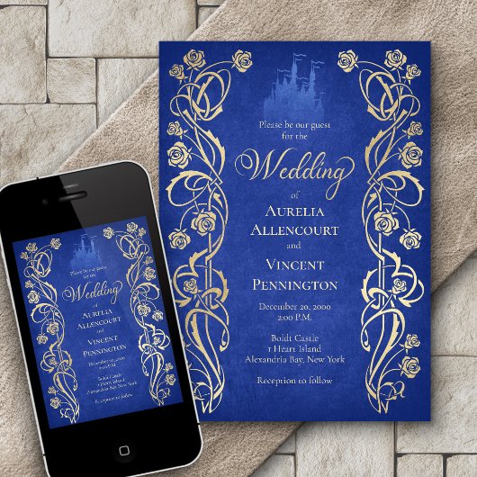 Betoverd Roos Castle bruiloft Kaart