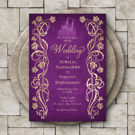 Betoverd Roos Castle bruiloft Kaart