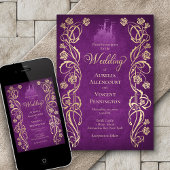 Betoverd Roos Castle bruiloft Kaart