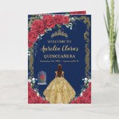Betoverd Roos Floral Quinceañera Orde van Evenemen Programma (Voorkant)