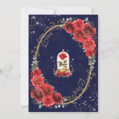 Betoverd Roos Quinceañera Navy Red Gold Verjaardag Kaart (Achterkant)