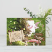 Betoverd Roze Feeënuitnodiging voor het Bos Kaart (Staand voorkant)