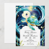 Betoverd Schattige Ocean Turtle Baby shower Kaart (Voorkant / Achterkant)