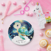 Betoverd Schattige Ocean Turtle Baby shower Papieren Bordje (Feest)