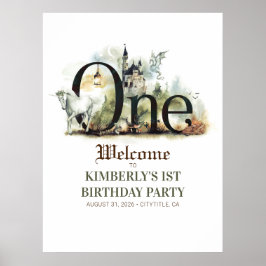 Betoverd sprookje 1e verjaardag welkomstbord poster
