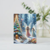 Betoverd sprookjesbos gepersonaliseerde kerst briefkaart (Staand voorkant)