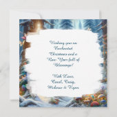 Betoverd sprookjesbos gepersonaliseerde kerst kaart (Achterkant)