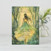 Betoverd sprookjesbos Quinceanera Party Kaart (Staand voorkant)