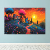 Betoverd Sunset Village Canvas Afdruk (Insitu (Houten vloer))