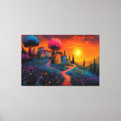 Betoverd Sunset Village Canvas Afdruk (Voorkant)