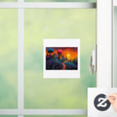 Betoverd Sunset Village Raamsticker (Huis)