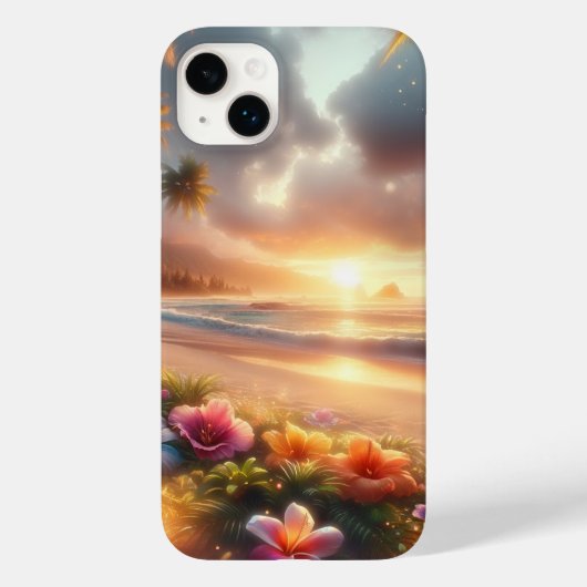 Betoverd Tropisch Strand met Magische Hibiscus Case-Mate iPhone Case (Achterkant)