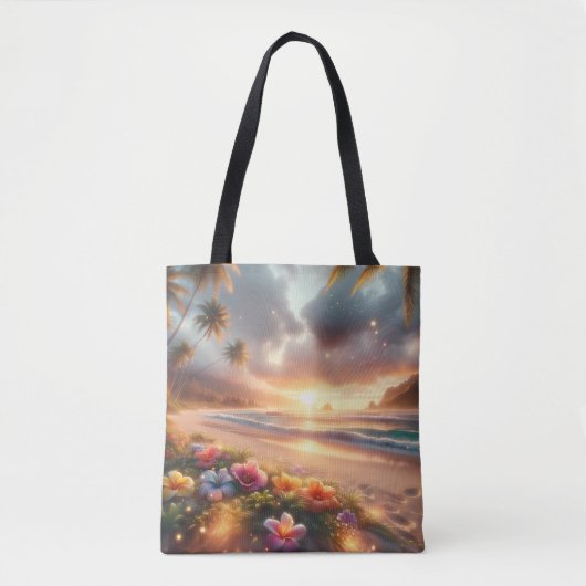 Betoverd tropisch strand met magische hibiscus tote bag (Voorkant)