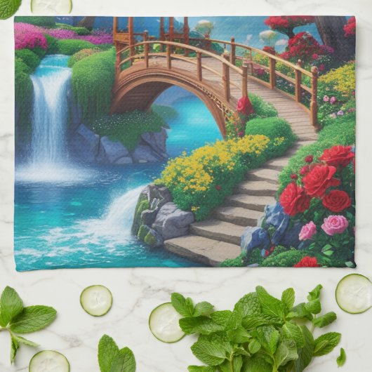 Betoverd Tuinlandschap Theedoek (Gevouwen)
