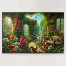 Betoverd Tuinpad Weelderige Bloemenschildering Legpuzzel