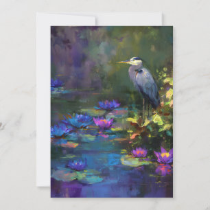 Betoverd Vijverwaterlelie Natuur Aquarel Feestdagenkaart