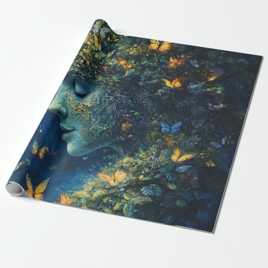 Betoverd Vlinderenbos Godin (1) Cadeaupapier (Uitgerold)