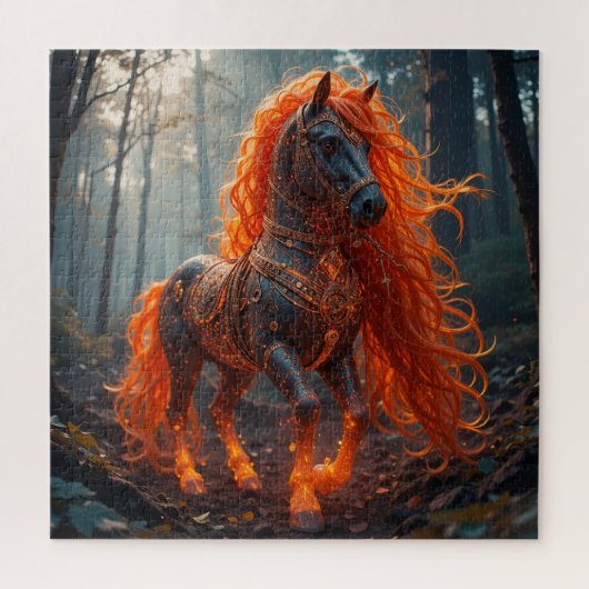 Betoverd Vuurpaard Met Levendig Manen Legpuzzel (Verticaal)
