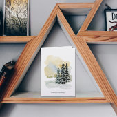 Betoverd Winter Bos Aquarel Feestdagen Kaart