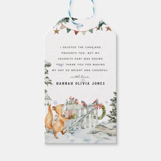 Betoverd winterbos | Birthday Cadeaulabel (Voorkant)