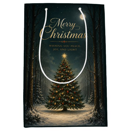 Betoverd Winterwoud Kerstmis Medium Cadeauzakje (Voorkant)
