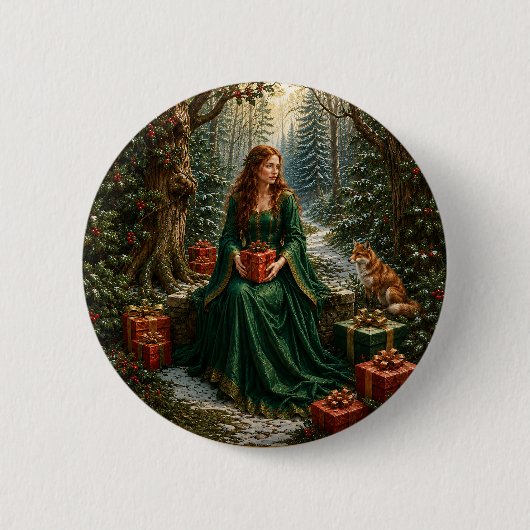 Betoverd Winterwoud Ronde Button 5,7 Cm (Voorkant)