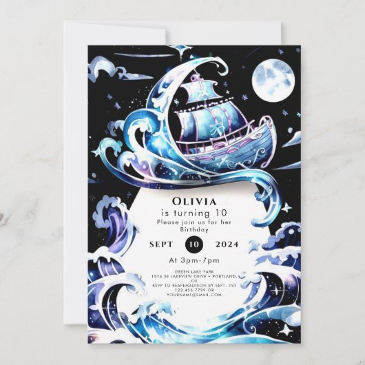 Betoverd Zee Fun Pirate Verjaardag Kaart (Voorkant)