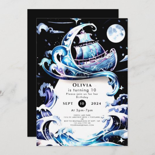 Betoverd Zee Fun Pirate Verjaardag Kaart (Voorkant / Achterkant)