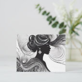 Betoverd zwart moderne mooie vrouw briefkaart (Staand voorkant)