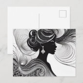 Betoverd zwart moderne mooie vrouw briefkaart (Voorkant / Achterkant)