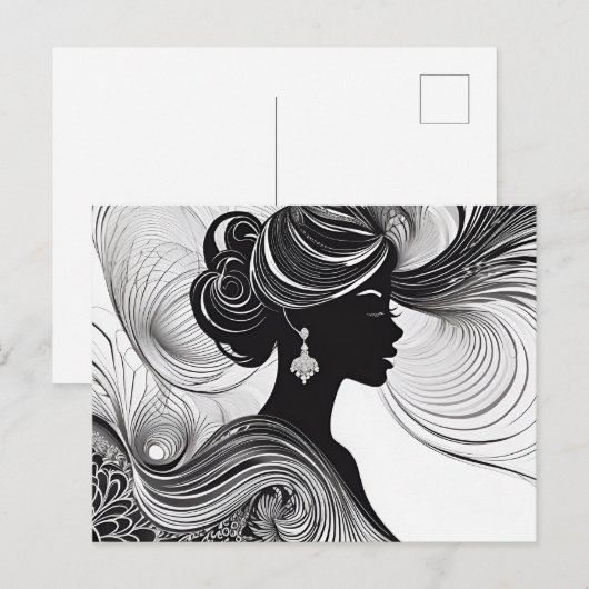 Betoverd zwart moderne mooie vrouw briefkaart (Voorkant / Achterkant)