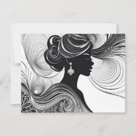 Betoverd zwart moderne mooie vrouw briefkaart