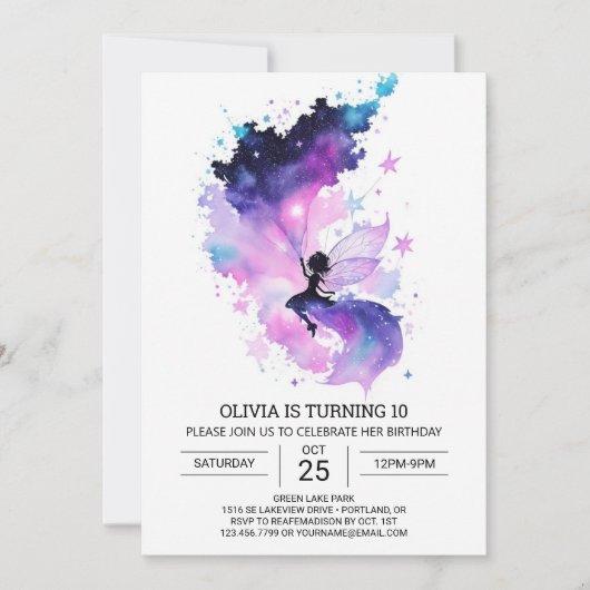 Betoverde aangepaste fee verjaardag kaart (Voorkant)