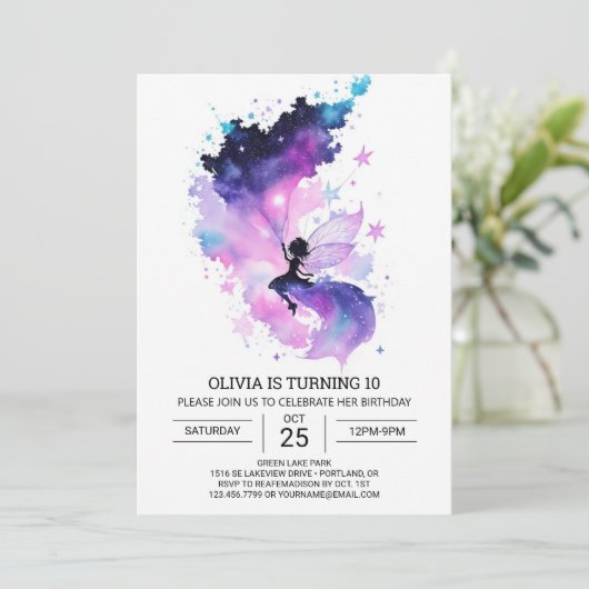 Betoverde aangepaste fee verjaardag kaart (Staand voorkant)