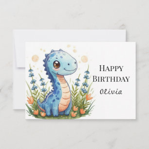 Betoverde afdrukbare dinosaurus verjaardag kaart