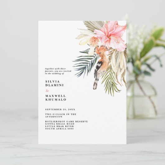 Betoverde Afrikaanse Safari bruiloft uitnodiging (Staand voorkant)